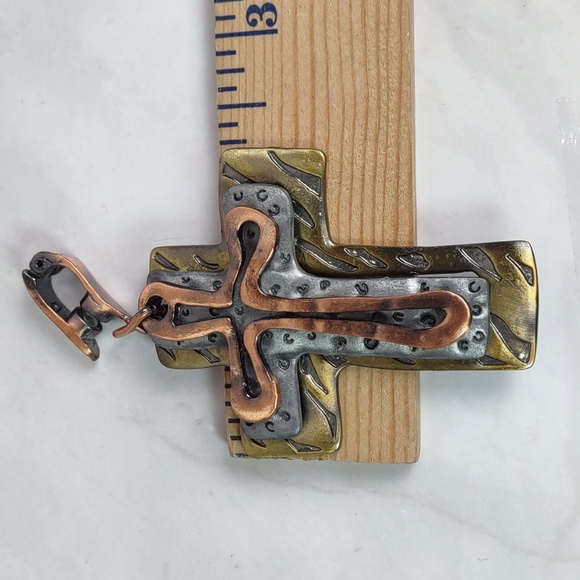 Artisan Crafted Tri-Color Cross Enhancer Pendant - Picture 6 of 10